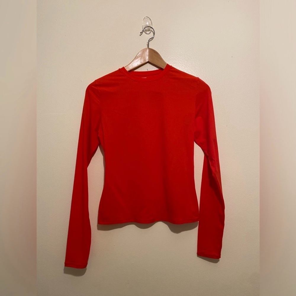 SKIMS Bold Red Long Sleeve Tee. Size M